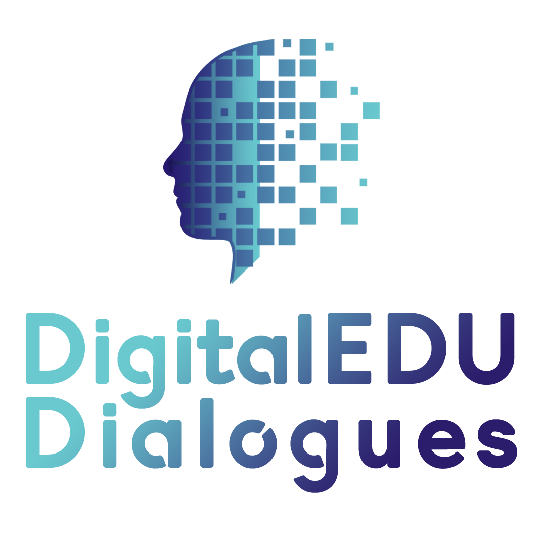 Logo for Digital EDU Dialogues with a pixelated human head